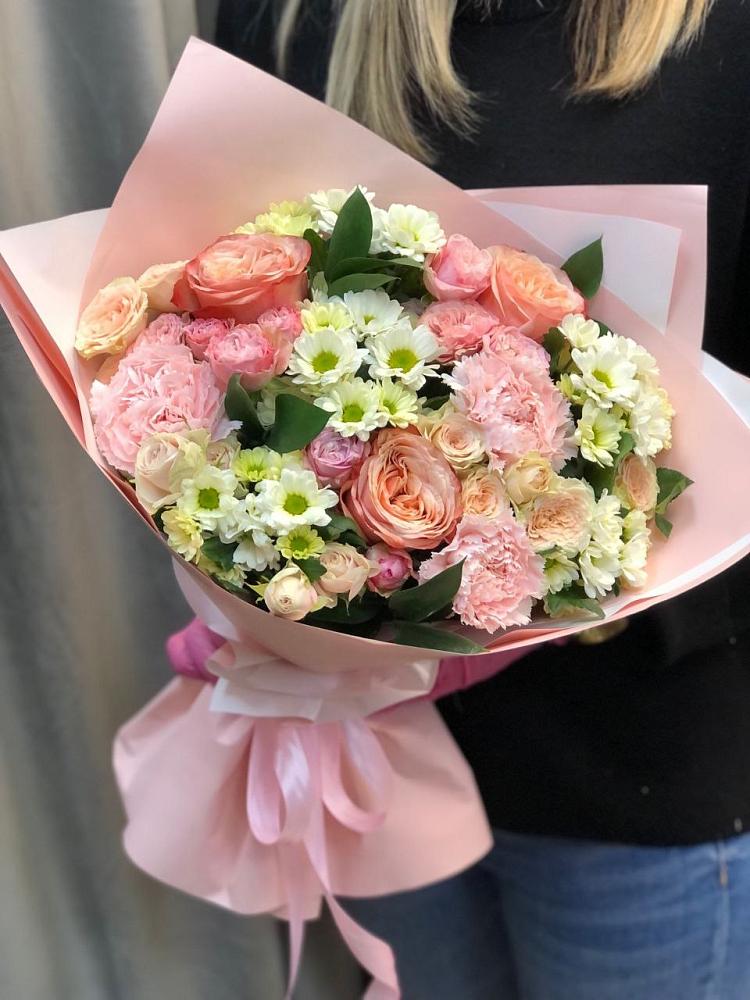 Букет цветов из: Гвоздики, Розы и Хризантемы в Клин-9