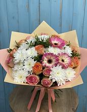 Букет цветов из:  Розы, Герберы и Хризантемы в Клин-9