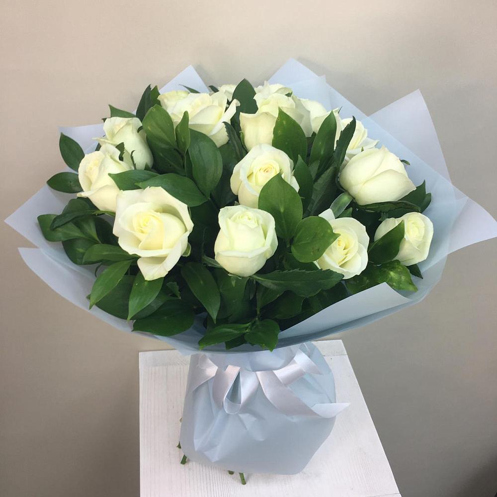 Букет 15 Белых роз Проуд в Клин-9