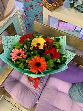 Букет цветов из:  Герберы, Хризантемы и Альстромерии #REPLACE_PRED# Клин-9