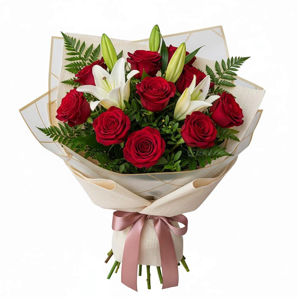 Букет цветов из: Лилии и Розы в Клин-9