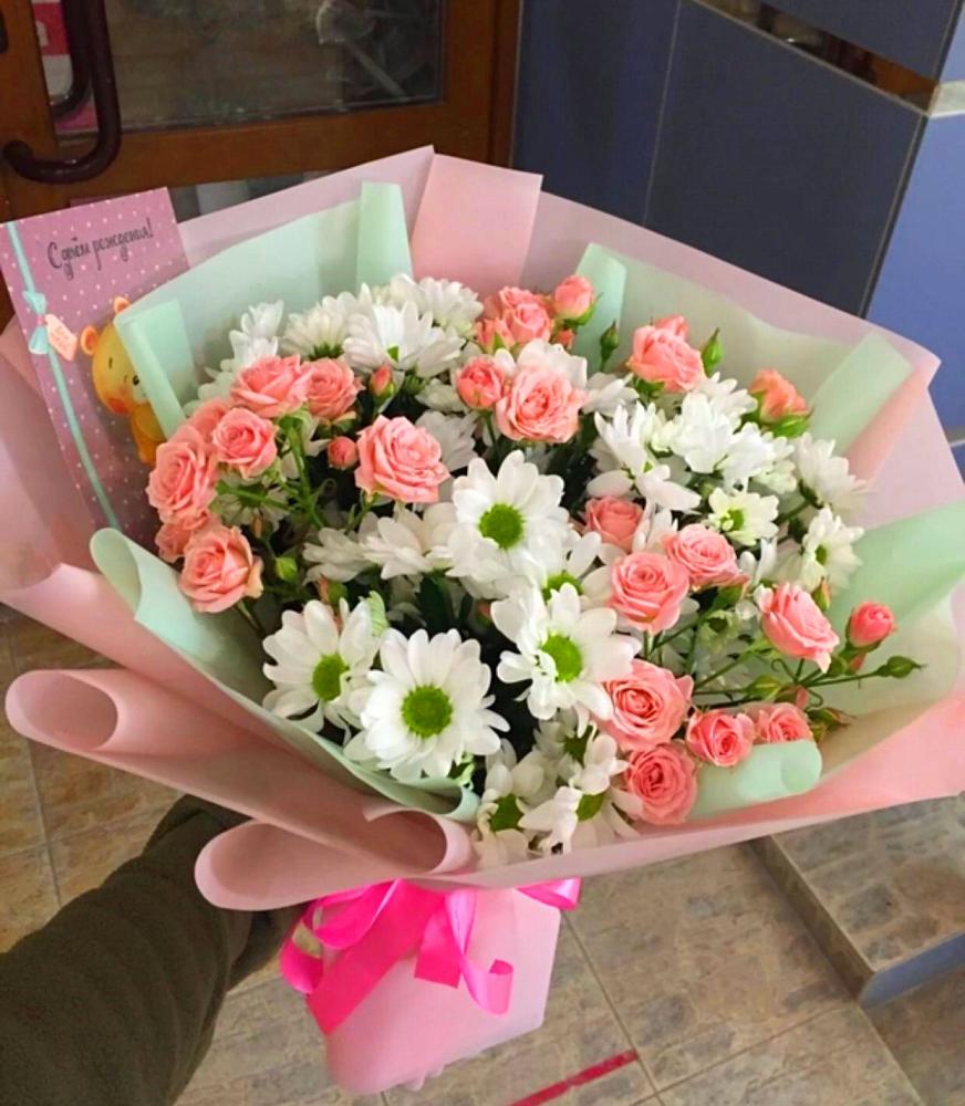 Букет цветов из: Розы и Хризантемы в Клин-9