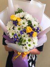 Букет цветов из:  Ирисы, Хризантемы и Розы #REPLACE_PRED# Клин-9