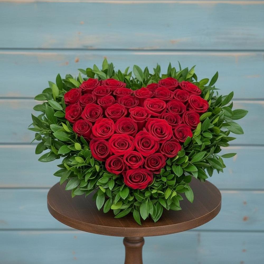 Цветочная композиция из Розы в виде сердца в Клин-9