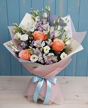 Букет цветов из:  Лизиантусы, Розы, Альстромерии и Гипсофила #REPLACE_PRED# Клин-9