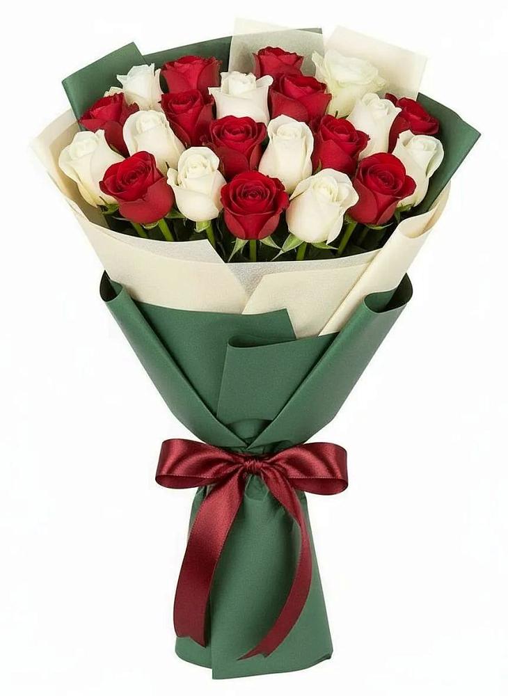 Букет Микс из красных и белых роз в Клин-9