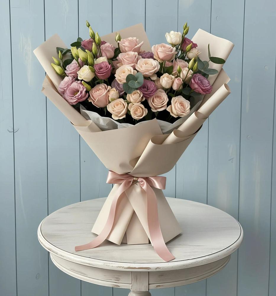 Букет цветов из: Розы и Лизиантусы в Клин-9