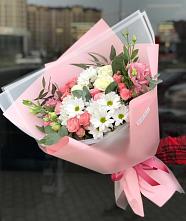 Букет цветов из:  Розы, Лизиантусы и Хризантемы в Клин-9