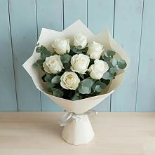 Букет Белые розы в Эвкалипте в Клин-9