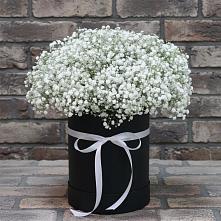 Цветочная композиция из Гипсофила в шляпной коробке в Клин-9