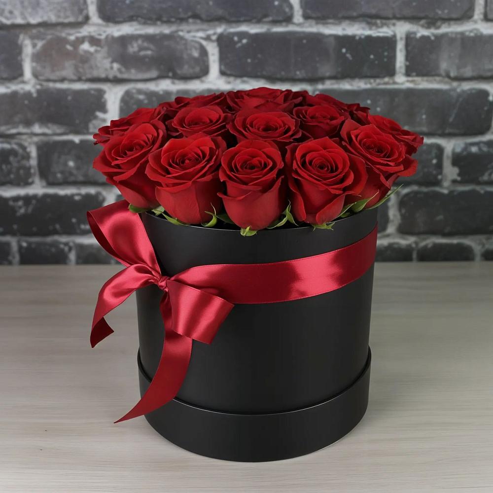 Цветочная композиция из Розы в шляпной коробке в Клин-9